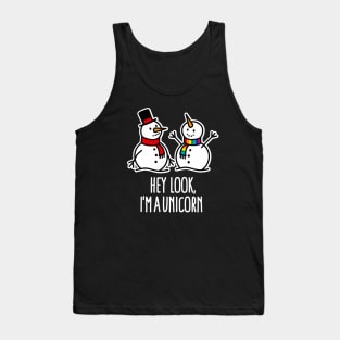 Snowman Hey look I'm a Unicorn Christmas Winter Sports Tank Top